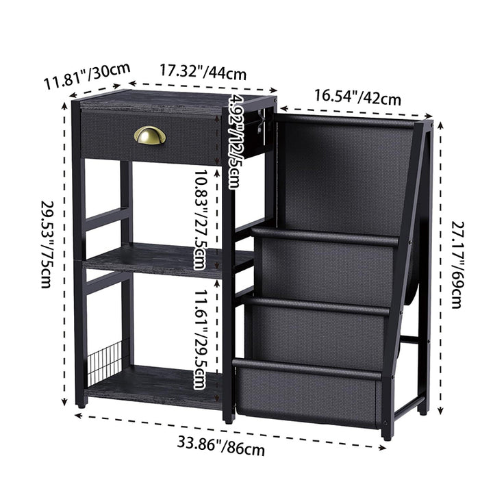 Modern Minimalist Medium Density Fiberboard Iron Oxford Fabric Rectangular Storage Cabinet 3-Tier For Living Room