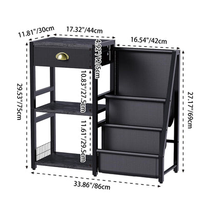 Modern Minimalist Solid Wood Iron Rectangular Storage Cabinet 3-Tier For Living Room