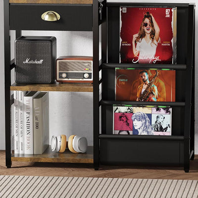 Modern Minimalist Solid Wood Iron Rectangular Storage Cabinet 3-Tier For Living Room