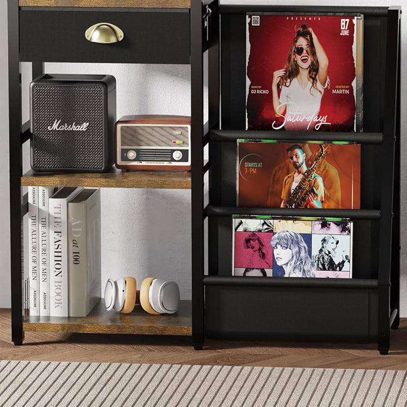 Modern Minimalist Solid Wood Iron Rectangular Storage Cabinet 3-Tier For Living Room