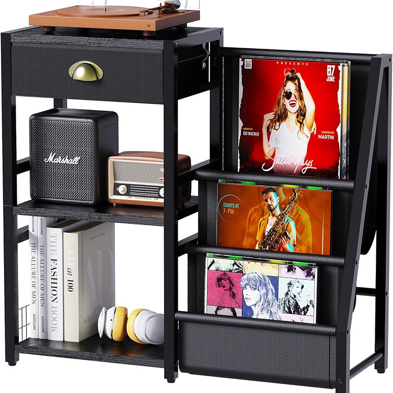 Modern Minimalist Solid Wood Iron Rectangular Storage Cabinet 3-Tier For Living Room