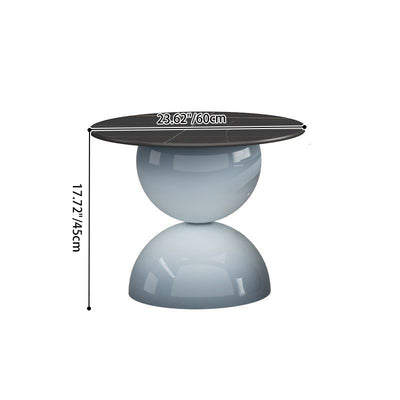 Contemporary Nordic Stone Slab Iron Cylindrical Coffee Table 1-Tier For Living Room