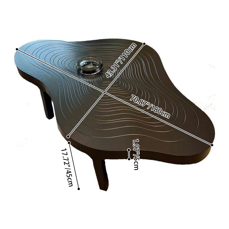 Modern Minimalist Solid Wood Irregular Wave Pattern Coffee Table 1-Tier for Living Room