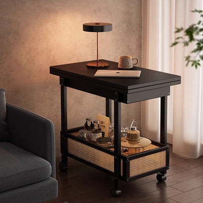 Contemporary Creative Bamboo Engineered Wood Rectangular Coffee Table 2-Tier For Living Room