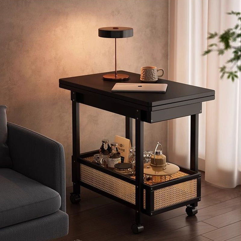 Contemporary Creative Bamboo Engineered Wood Rectangular Coffee Table 2-Tier For Living Room