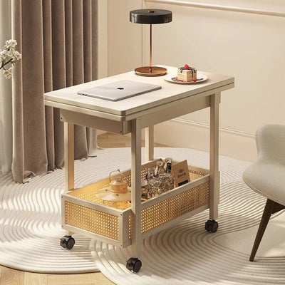 Contemporary Creative Bamboo Engineered Wood Rectangular Coffee Table 2-Tier For Living Room