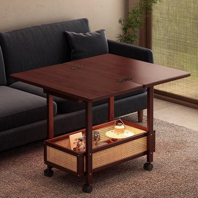 Contemporary Creative Bamboo Engineered Wood Rectangular Coffee Table 2-Tier For Living Room