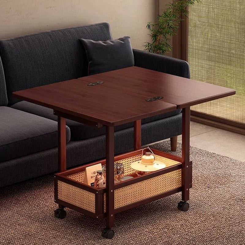 Contemporary Creative Bamboo Engineered Wood Rectangular Coffee Table 2-Tier For Living Room