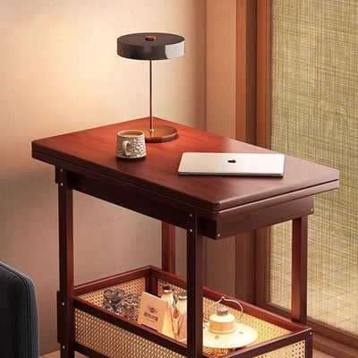 Contemporary Creative Bamboo Engineered Wood Rectangular Coffee Table 2-Tier For Living Room