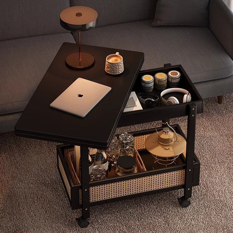 Contemporary Creative Bamboo Engineered Wood Rectangular Coffee Table 2-Tier For Living Room