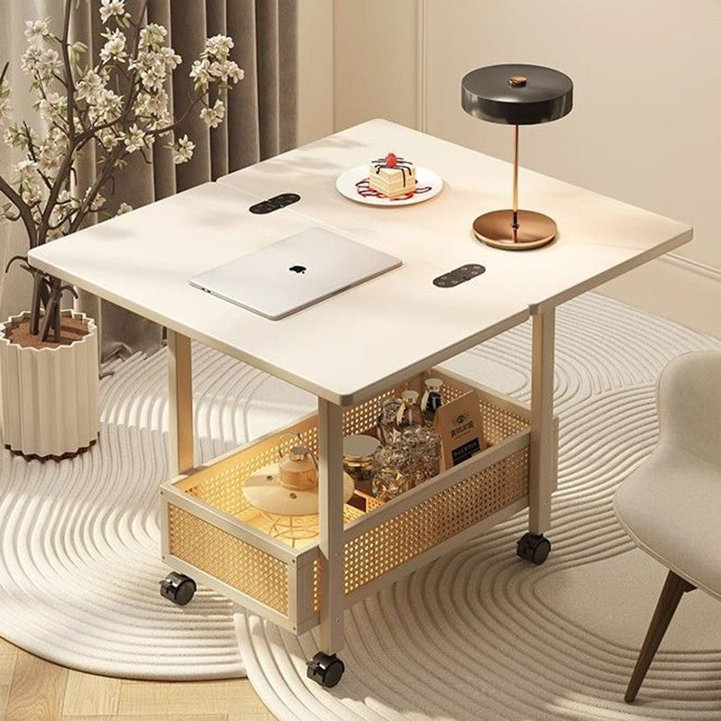 Contemporary Creative Bamboo Engineered Wood Rectangular Coffee Table 2-Tier For Living Room