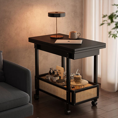 Contemporary Creative Bamboo Engineered Wood Rectangular Coffee Table 2-Tier For Living Room