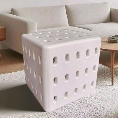 Contemporary Nordic Concrete Hollow Square Side Table 1-Tier For Living Room