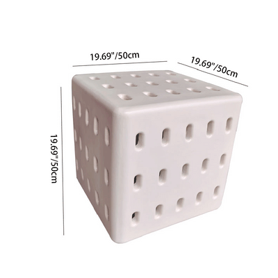 Contemporary Nordic Concrete Hollow Square Side Table 1-Tier For Living Room