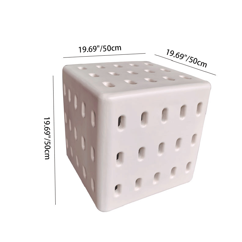 Contemporary Nordic Concrete Hollow Square Side Table 1-Tier For Living Room