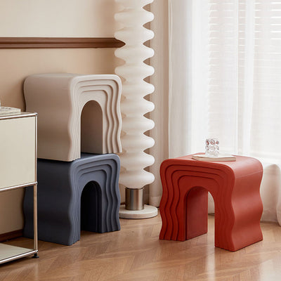 Contemporary Nordic PE Wavy Trapezoid Side Table 1-Tier For Living Room