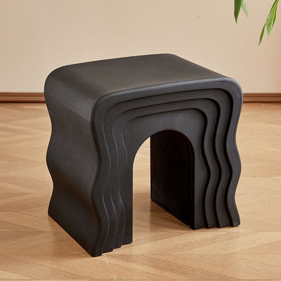 Contemporary Nordic PE Wavy Trapezoid Side Table 1-Tier For Living Room