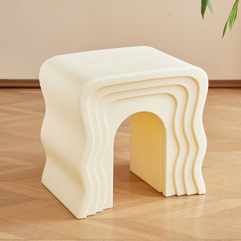 Contemporary Nordic PE Wavy Trapezoid Side Table 1-Tier For Living Room