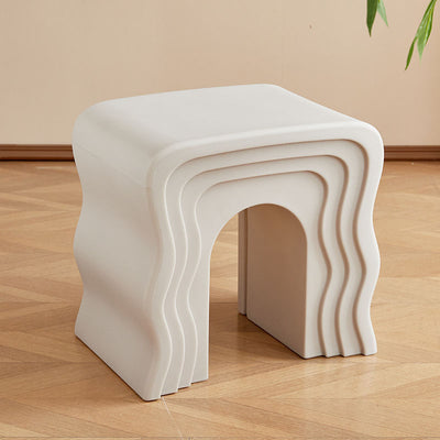Contemporary Nordic PE Wavy Trapezoid Side Table 1-Tier For Living Room