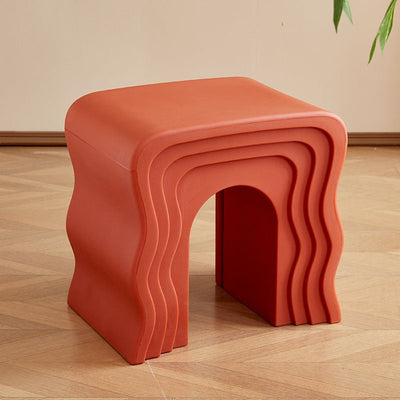 Contemporary Nordic PE Wavy Trapezoid Side Table 1-Tier For Living Room