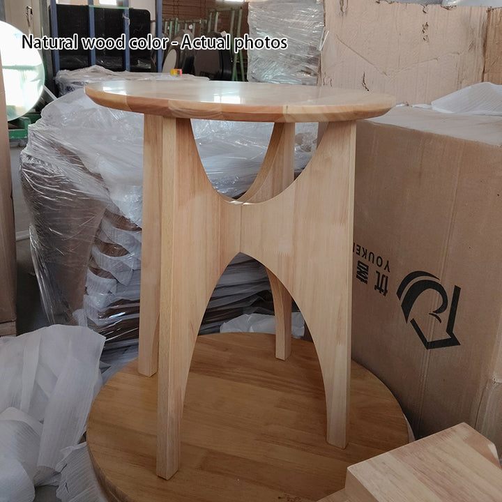 Contemporary Nordic Cylindrical Solid Wood Plywood Side Table 1-Tier For Living Room