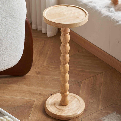 Modern Minimalist Cylindrical Solid Wood Side Table 1-Tier For Living Room