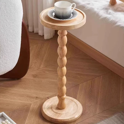 Modern Minimalist Cylindrical Solid Wood Side Table 1-Tier For Living Room