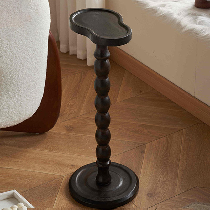 Modern Minimalist Cylindrical Solid Wood Side Table 1-Tier For Living Room