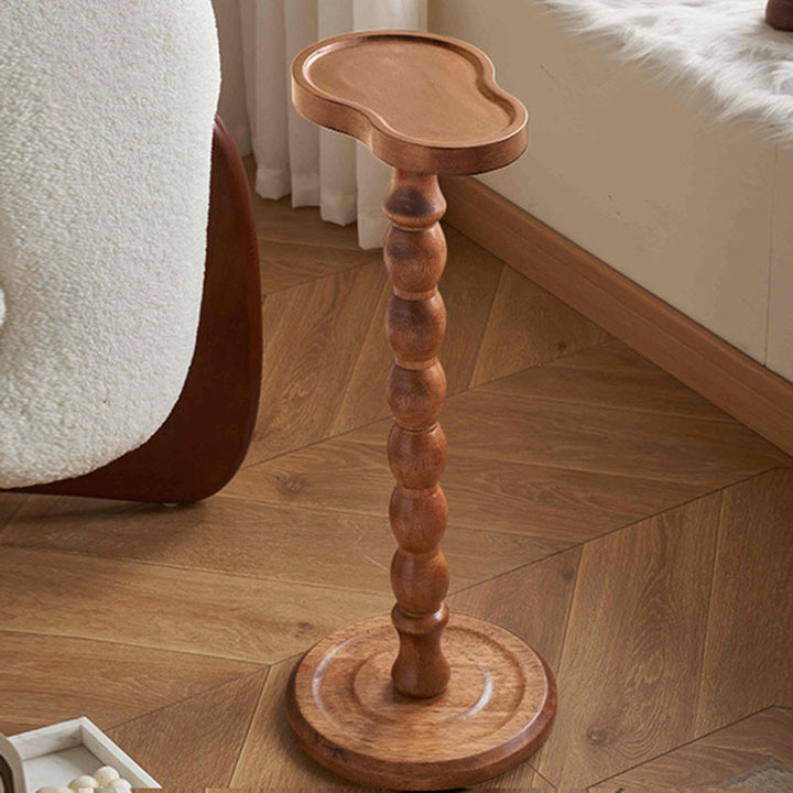 Modern Minimalist Cylindrical Solid Wood Side Table 1-Tier For Living Room