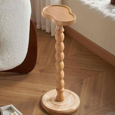 Modern Minimalist Cylindrical Solid Wood Side Table 1-Tier For Living Room