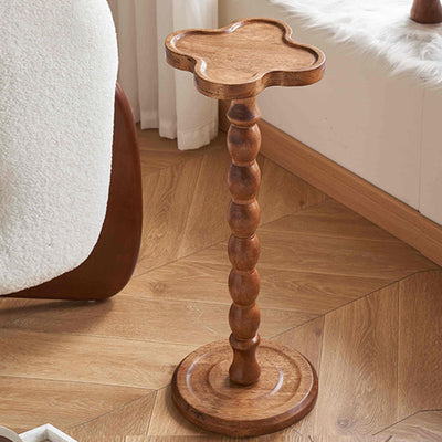 Modern Minimalist Cylindrical Solid Wood Side Table 1-Tier For Living Room
