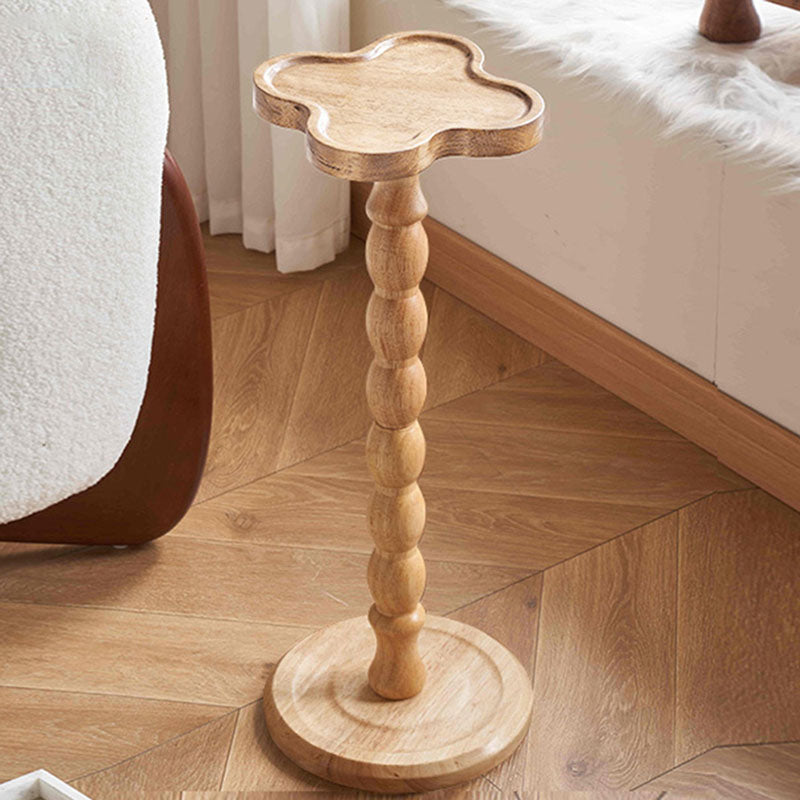 Modern Minimalist Cylindrical Solid Wood Side Table 1-Tier For Living Room