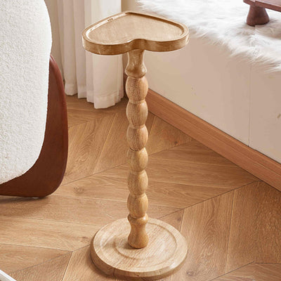 Modern Minimalist Cylindrical Solid Wood Side Table 1-Tier For Living Room