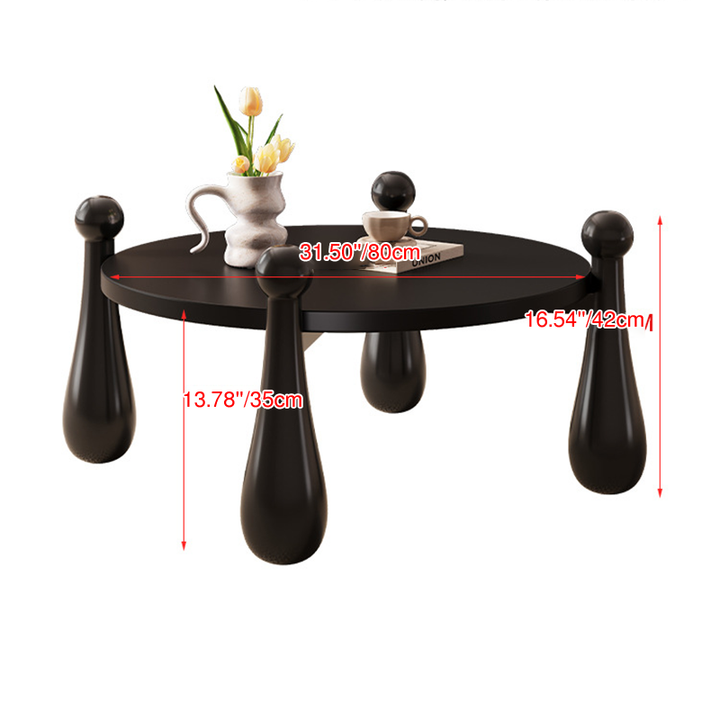 Table basse cylindrique minimaliste moderne en bois massif à 1 niveau pour salon 