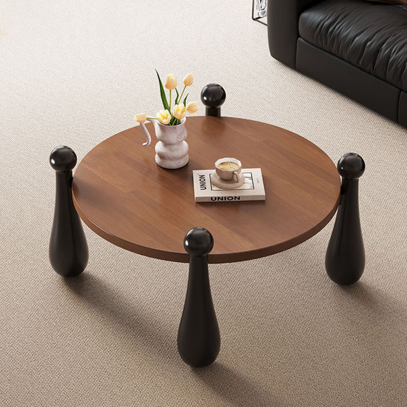 Table basse cylindrique minimaliste moderne en bois massif à 1 niveau pour salon 