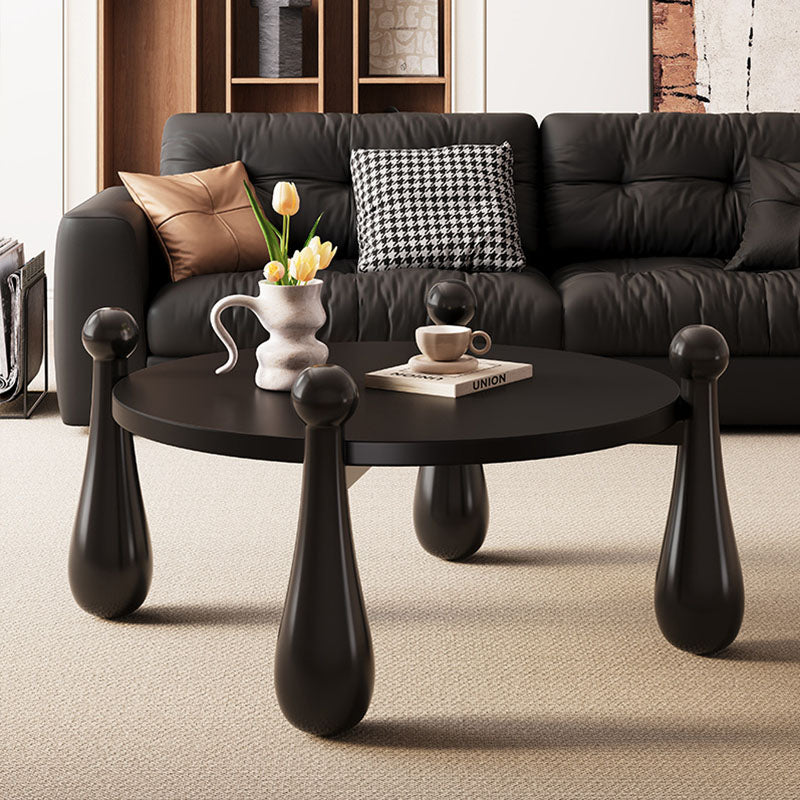 Table basse cylindrique minimaliste moderne en bois massif à 1 niveau pour salon 