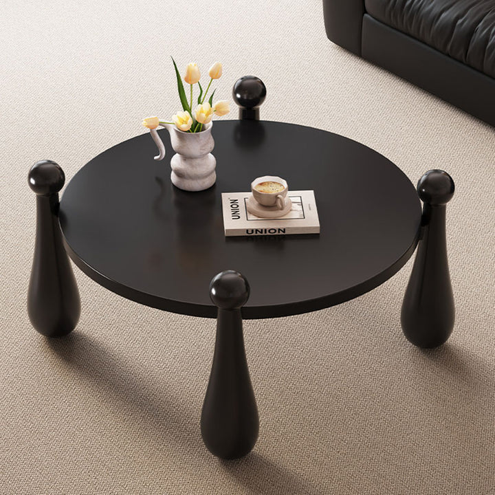 Table basse cylindrique minimaliste moderne en bois massif à 1 niveau pour salon 