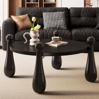 Modern Minimalist Cylindrical Solid Wood Coffee Table 1-Tier For Living Room