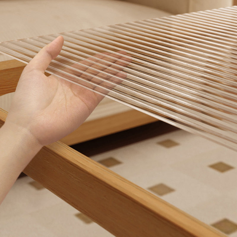 Traditional Japanese Rectangular Solid Wood Tempered Glass Rattan Coffee Table 1/2-Tier For Living Room