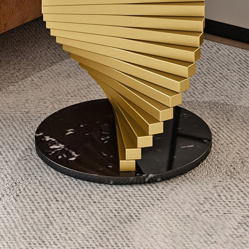 Contemporary Luxury Spiral Round Marble Iron Side Table 1-Tier For Living Room