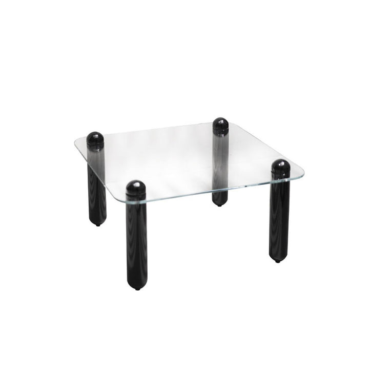 Moderner minimalistischer rechteckiger Couchtisch aus gehärtetem Glas und Massivholz mit 1 Ebene für das Wohnzimmer 