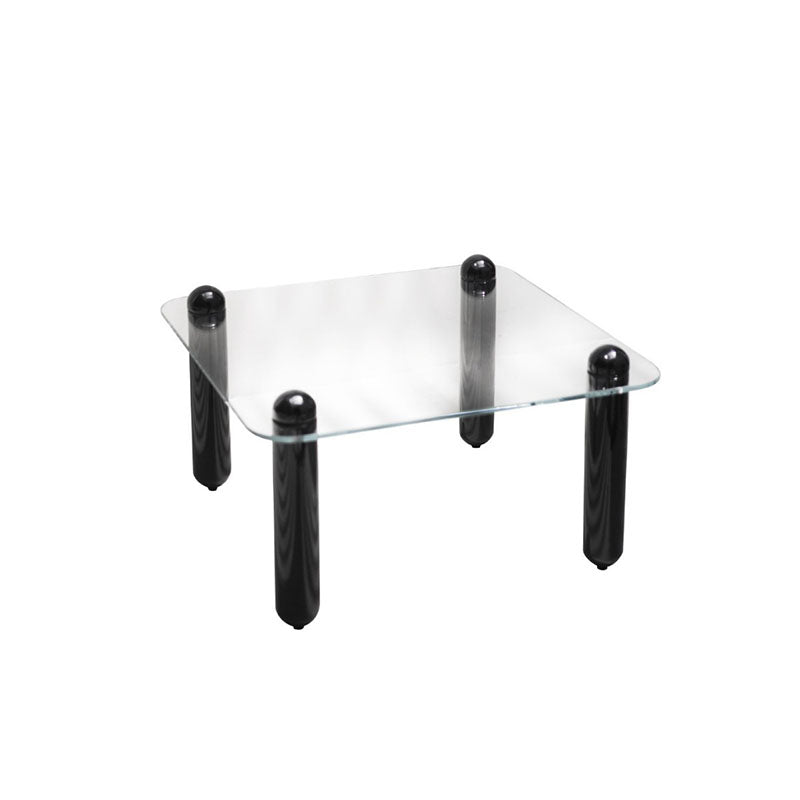 Modern Minimalist Rectangular Tempered Glass Solid Wood Coffee Table 1-Tier For Living Room
