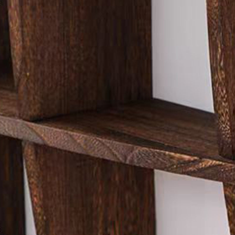 Traditional Chinese Curved Round Solid Wood Storage Shelf 7-Tier For Living Room