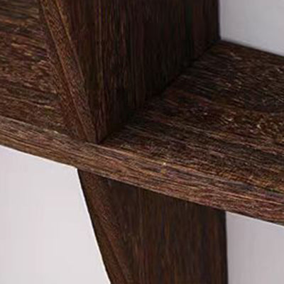 Traditional Chinese Curved Round Solid Wood Storage Shelf 7-Tier For Living Room