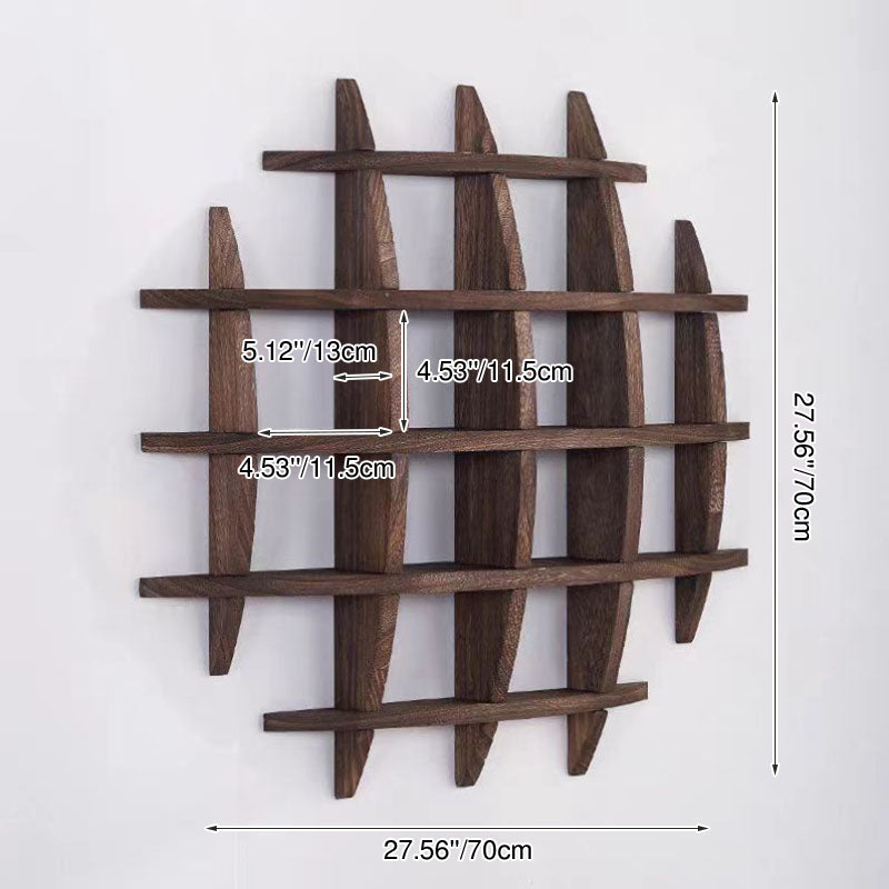 Traditional Chinese Curved Round Solid Wood Storage Shelf 7-Tier For Living Room