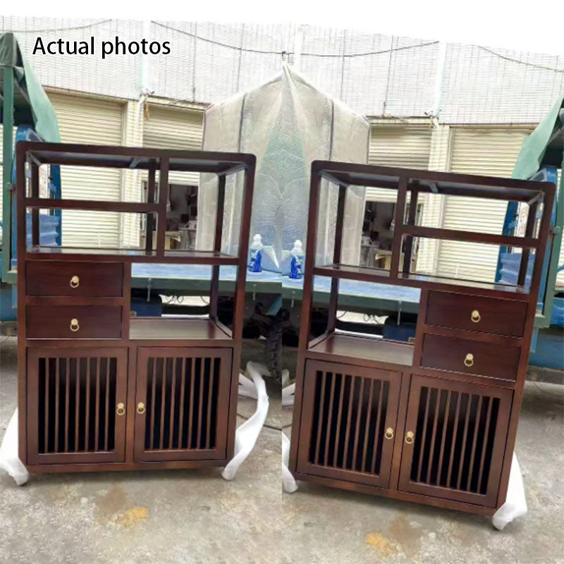Meuble de rangement rectangulaire traditionnel chinois en bois massif, 2 tiroirs, pour salon 