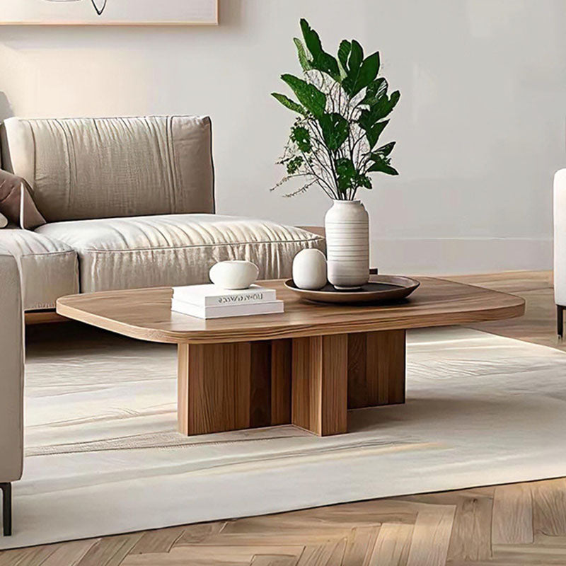 Modern Minimalist Rectangular Solid Wood Coffee Table 1-Tier For Living Room