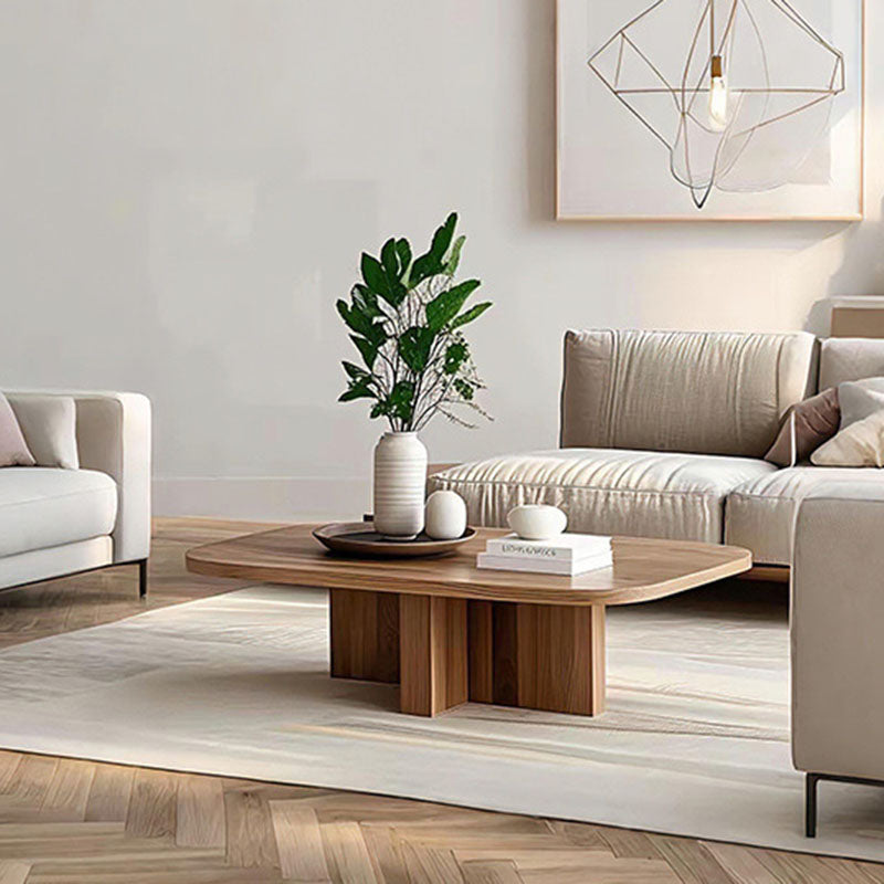 Modern Minimalist Rectangular Solid Wood Coffee Table 1-Tier For Living Room