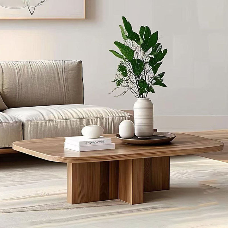 Modern Minimalist Rectangular Solid Wood Coffee Table 1-Tier For Living Room