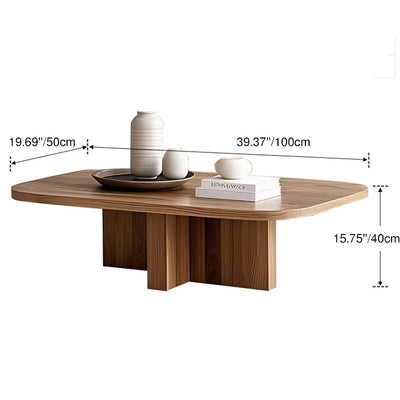 Modern Minimalist Rectangular Solid Wood Coffee Table 1-Tier For Living Room